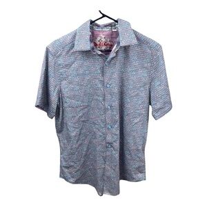 Robert Graham Abstract Geometric Flip Short Sleeve Button Down Mens Size Medium